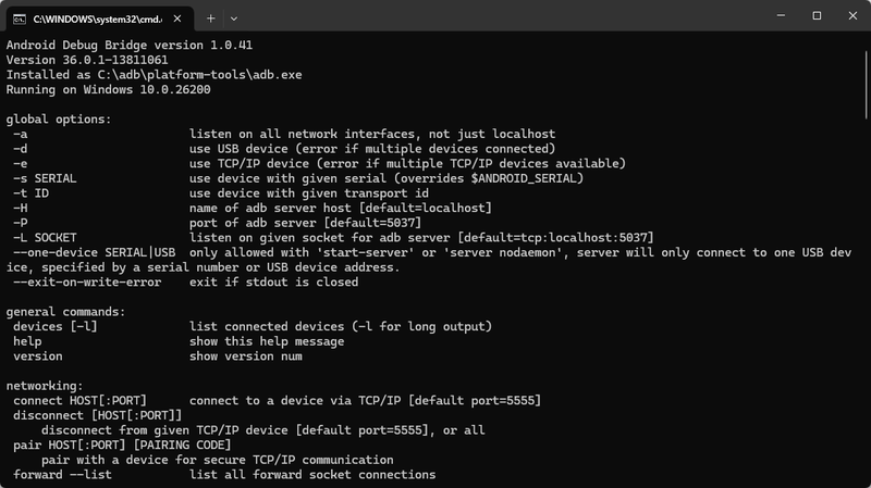 ADB command line check